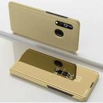 Electroplating Mirror Horizontal Flip Leather Case for OPPO Realme 3 Pro , with Holder(Gold)