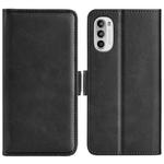 For Motorola Moto G52 4G Dual-side Magnetic Buckle Horizontal Flip Leather Phone Case(Black)