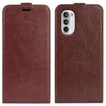 For Motorola Moto G52 4G R64 Texture Vertical Flip Leather Phone Case(Brown)