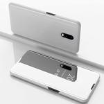 Electroplating Mirror Horizontal Flip Leather Case for One Plus 7 ,  with Holder(Silver)
