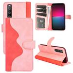 For Sony Xperia 10 IV Stitching Horizontal Flip Leather Phone Case (Pink)