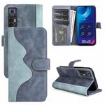 For TCL 30 5G / 30 / 30+ Stitching Horizontal Flip Leather Phone Case(Blue)