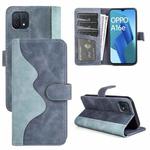 For OPPO A16e Stitching Horizontal Flip Leather Phone Case(Blue)