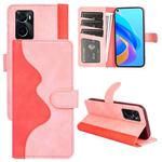 For OPPO A36 / A76 Stitching Horizontal Flip Leather Phone Case (Pink)