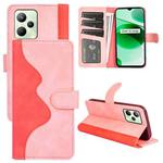 For OPPO Realme C35 Stitching Horizontal Flip Leather Phone Case (Pink)