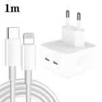 PD 35W Dual USB-C / Type-C Ports Charger with 1m Type-C to 8 Pin Data Cable, EU Plug