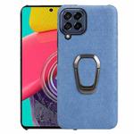 For Samsung Galaxy M53 Ring Holder Honeycomb PU Skin Phone Case(Light Blue)