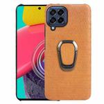 For Samsung Galaxy M53 Ring Holder Honeycomb PU Skin Phone Case(Orange)