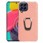 For Samsung Galaxy M53 Ring Holder Honeycomb PU Skin Phone Case(Pink)