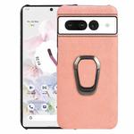 For Google Pixel 7 Pro Ring Holder Honeycomb PU Skin Phone Case(Pink)