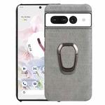 For Google Pixel 7 Ring Holder Honeycomb PU Skin Phone Case(Grey)