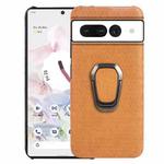 For Google Pixel 7 Ring Holder Honeycomb PU Skin Phone Case(Orange)