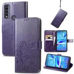 For TCL 4X 5G Four-leaf Clasp Embossed Buckle Leather Phone Case(Purple)