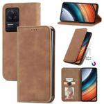 For Xiaomi Redmi K40S Retro Skin Feel Magnetic Leather Phone Case(Brown)