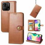 For Xiaomi Redmi 10A Retro Solid Color Buckle Leather Phone Case(Brown)