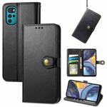 For Motorola Moto G22 Retro Solid Color Buckle Leather Phone Case(Black)