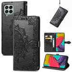 For Samsung Galaxy M53 Mandala Flower Embossed Horizontal Flip Leather Phone Case(Black)