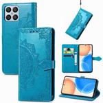 For Honor X8 Mandala Flower Embossed Horizontal Flip Leather Phone Case(Blue)