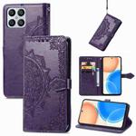 For Honor X8 Mandala Flower Embossed Horizontal Flip Leather Phone Case(Purple)