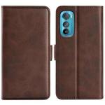 For Motorola Moto Edge 30 5G Dual-side Magnetic Buckle Horizontal Flip Leather Phone Case(Brown)