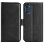 For Motorola Moto E32 4G Dual-side Magnetic Buckle Horizontal Flip Leather Phone Case(Black)