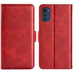 For Motorola Moto E32 4G Dual-side Magnetic Buckle Horizontal Flip Leather Phone Case(Red)