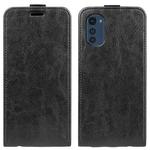 For Motorola Moto E32 4G R64 Texture Single Vertical Flip Leather Phone Case(Black)