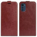 For Motorola Moto E32 4G R64 Texture Single Vertical Flip Leather Phone Case(Brown)