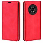 For Honor X30 / Magic 4 Lite Retro-skin Magnetic Suction Leather Phone Case(Red)