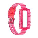 For Honor Band 6 One-Piece Transparent Silicone Watch Band(Transparent Rose Red)