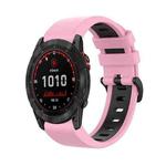 For Garmin Fenix 7X 26mm Silicone Sports Two-Color Watch Band(Pink+Black)