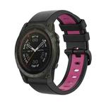 For Garmin Tactix 7 Pro 26mm Silicone Sports Two-Color Watch Band(Black+Pink)