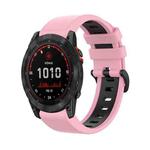 For Garmin Tactix 7 26mm Silicone Sports Two-Color Watch Band(Pink+Black)