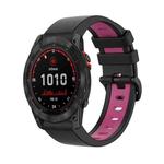 For Garmin Tactix 7 26mm Silicone Sports Two-Color Watch Band(Black+Pink)