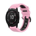 For Garmin Fenix 6X 26mm Silicone Sports Two-Color Watch Band(Pink+Black)