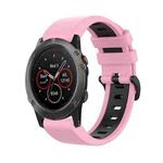 For Garmin Fenix 5X 26mm Silicone Sports Two-Color Watch Band(Pink+Black)