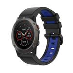 For Garmin Fenix 5X 26mm Silicone Sports Two-Color Watch Band(Black+Blue)