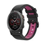 For Garmin Fenix 5X Plus 26mm Silicone Sports Two-Color Watch Band(Black+Pink)