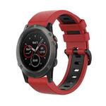 For Garmin Fenix 5X Plus 26mm Silicone Sports Two-Color Watch Band(Red+Black)