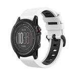 For Garmin Fenix 3 26mm Silicone Sports Two-Color Watch Band(White+Black)