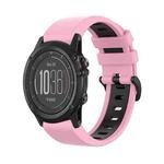 For Garmin Fenix 3 HR 26mm Silicone Sports Two-Color Watch Band(Pink+Black)