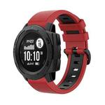 For Garmin Instinct 22mm Silicone Sports Two-Color Watch Band(Red+Black)