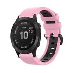 For Garmin Fenix 6 Pro 22mm Silicone Sports Two-Color Watch Band(Pink+Black)