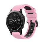 For Garmin Fenix 5 22mm Silicone Sports Two-Color Watch Band(Pink+Black)