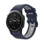 For Garmin Fenix 5 22mm Silicone Sports Two-Color Watch Band(Dark Blue+Grey)