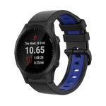 For Garmin Forerunner 945 22mm Silicone Sports Two-Color Watch Band(Black+Blue)