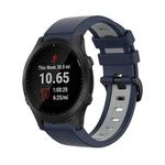 For Garmin Forerunner 945 22mm Silicone Sports Two-Color Watch Band(Dark Blue+Grey)