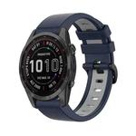 For Garmin Fenix 7S Solar 22mm Silicone Sports Two-Color Watch Band(Dark Blue+Grey)