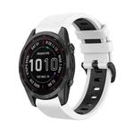 For Garmin Fenix 7S Sapphire Solar 22mm Silicone Sports Two-Color Watch Band(White+Black)