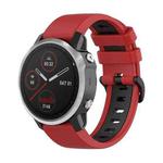 For Garmin Fenix 6S 22mm Silicone Sports Two-Color Watch Band(Red+Black)